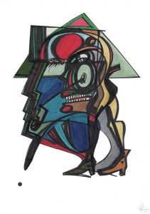 Motiv: © Lutz Hirschmann, Farbstiftzeichnung; 29,7 x 21 cm; 2024, für Beatrix & Holger Schmidt